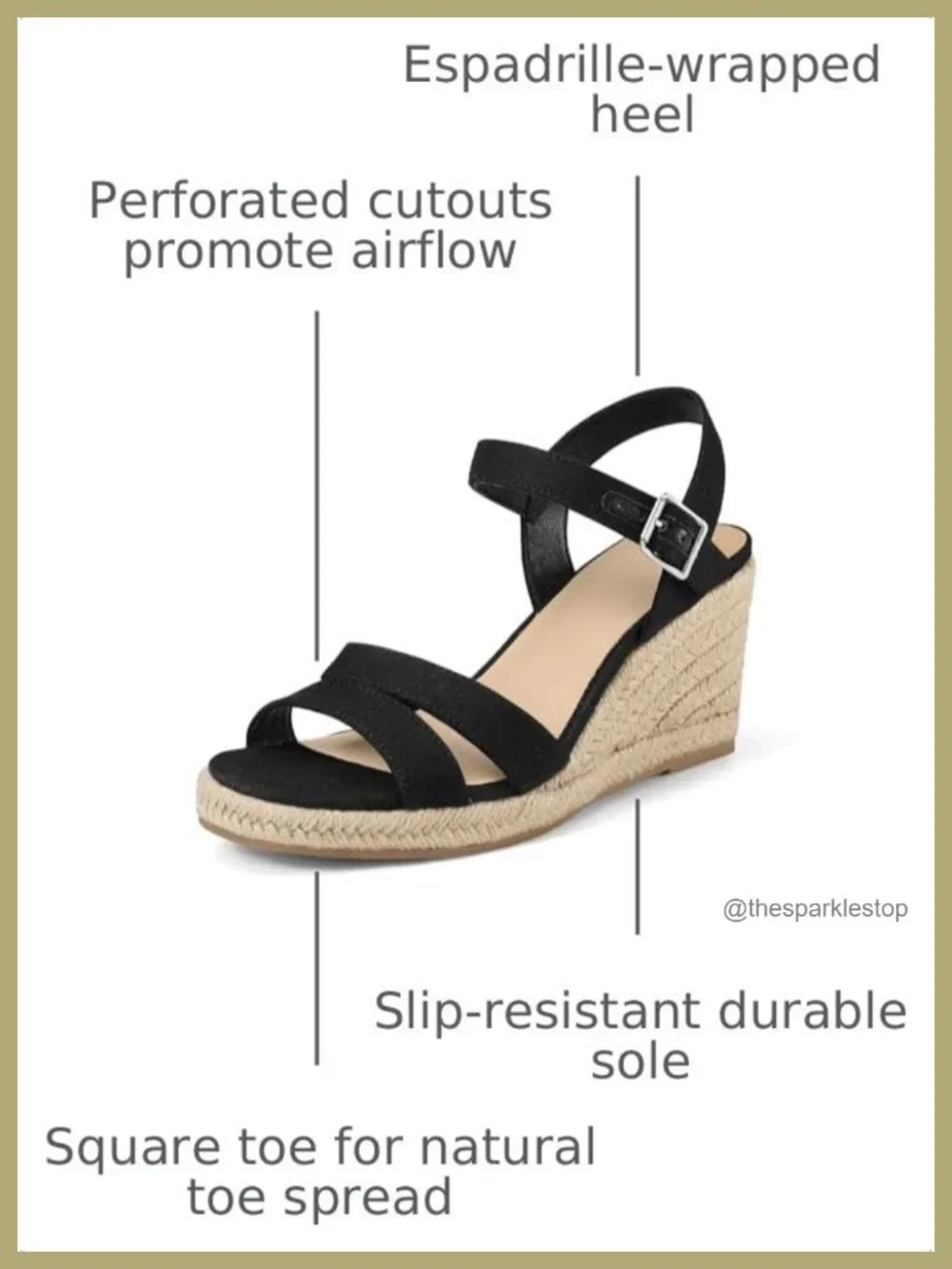 Women's Espadrilles Wedge Sandals Open Toe Ankle Strap Summer Shoes